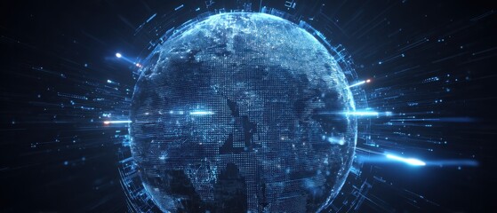 Fototapeta premium Cybernetic Digital Waves in a Scanning Interface Representation of a Connected World