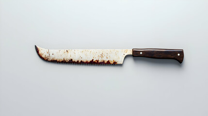 Rusty Kitchen Knife On Gray Background