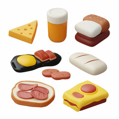 Colorful 3D Food Illustrations for Web Graphics