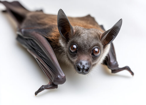 Cute bat face with large eyes and fur-covered face.