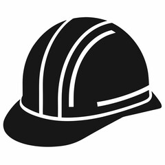  Black Silhouette Construction Hard Hat Icon
