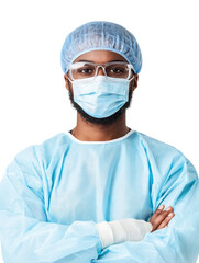 Healthcare professional portrait hospital setting cutout background medical environment focused concept