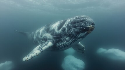 Naklejka premium Majestic Humpback Whale Encounter in Arctic Waters