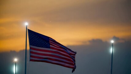 American flag waving at sunset patriotic symbol of freedom and independence day usa 90
