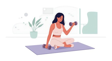 Obraz premium Home Workout with Dumbbells