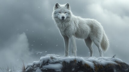 Obraz premium Majestic Arctic Wolf in Winter Wonderland