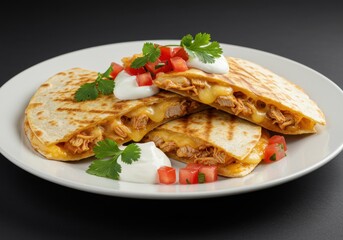 Chicken quesadillas on a plate