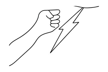 Zeus Divine Power Hand Holding Thunderbolt Linear Art Graphic Illustration Ancient Greek Mythology God Power