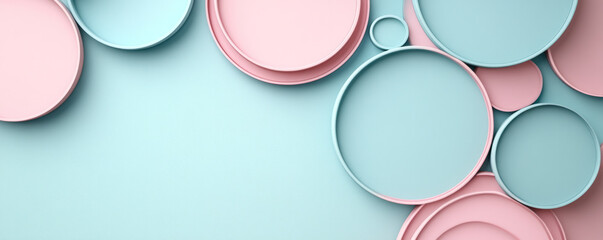 A blue and pink background with a lot of circles. The circles are of different sizes and colors