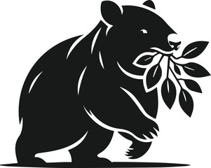Vector silhouette of a wombat