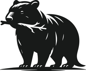 Vector silhouette of a wombat