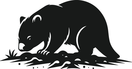 Vector silhouette of a wombat