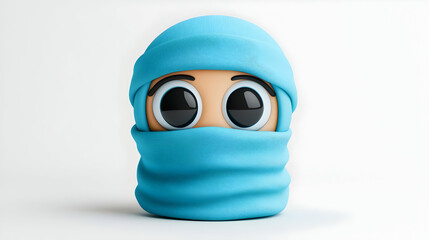 Playful Cartoon Bedouin Character in Blue Headscarf