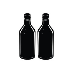  Small bottle of water black isolated on vector art illustration