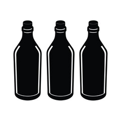  Small bottle of water black isolated on vector art illustration