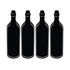  Small bottle of water black isolated on vector art illustration