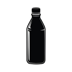  Small bottle of water black isolated on vector art illustration
