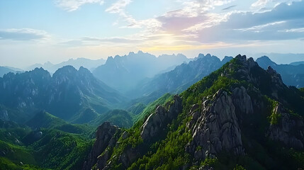 Fototapeta premium Mountainous Landscape at Sunrise