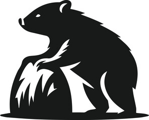 Vector silhouette of a wombat