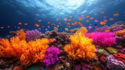 Fototapeta premium Vibrant Underwater Coral Reef Paradise: A Symphony of Colors and Marine Life