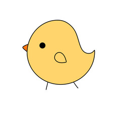 A yellow bird with a black beak and a black eye