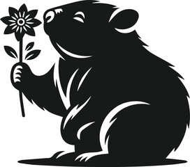 Vector silhouette of a wombat