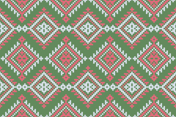 Pixel art pattern seamless for Fabric geometric ethnic pattern seamless,Pixel pattern art wallpaper Background, Design for fabric, curtain, carpet ,geometry seamless pattern art illustration
