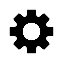 simple flat icon of a gear or settings wheel. black silhouette design isolated on white background, perfect for engineering, technology, and maintenance concepts. option vector illustration