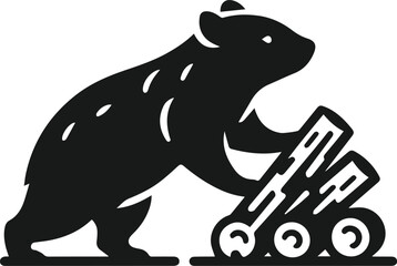 Vector silhouette of a wombat