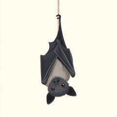 Cartoon baby bat with folded wings