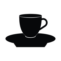 cup and saucer black isolated on vector art illustration