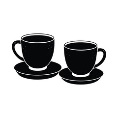 cup and saucer black isolated on vector art illustration