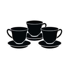 cup and saucer black isolated on vector art illustration