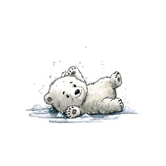 Cartoon baby polar bear playing