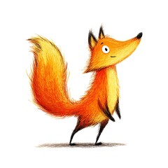 Cartoon red fox cub exploring