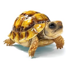 Small cartoon turtle with reflective shell