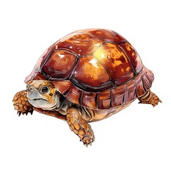 Cartoon baby turtle with glossy shell