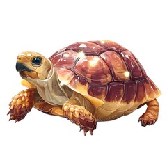 Tiny turtle with shiny shell cartoon