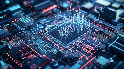 Obraz premium Abstract Circuit Board Design With Glowing Components