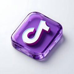 3 d rendered tik tok logo in glossy purple perfect for social media branding and design