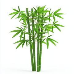 Obraz premium A cluster of vibrant green bamboo stalks with lush leaves, symbolizing resilience and harmony in nature.