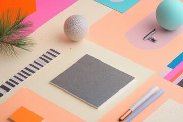 Abstract composition of geometric shapes and objects