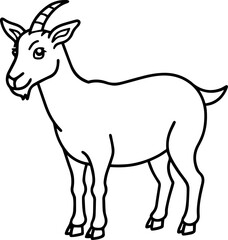 goat outline vector illustration line art