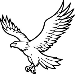eagle in flight line art vector illustration