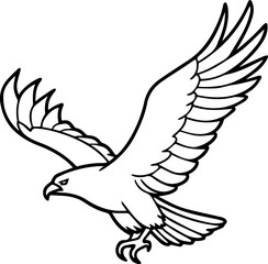 eagle in flight line art vector illustration
