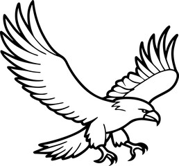 eagle in flight line art vector illustration