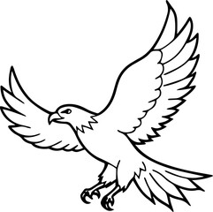 eagle in flight line art vector illustration