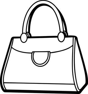 recommend clip art: Line art of handbag vector illustration outline