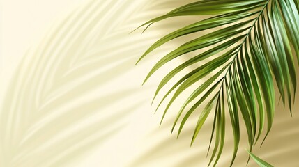 Obraz premium Palm leaf shadow on beige background.