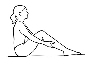 Vector Illustration Of Woman In Seated Forward Bend Pose For Wellness And Flexibility And Yoga Illustration Template